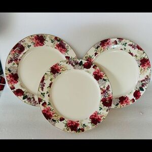 Floral Dinner porcelain Plates Set of 3 from Grace teaware